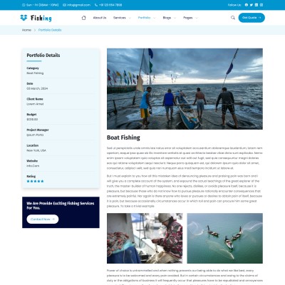 Project detail showing youth fishing education program