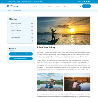 Detailed service section offering event planning and tournament hosting