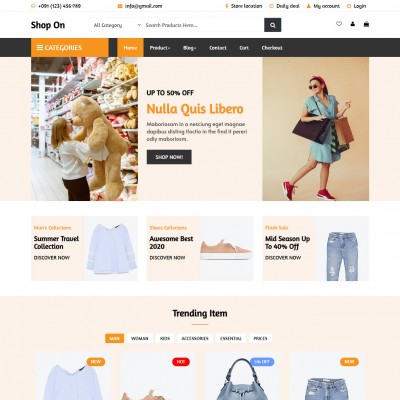 Responsive shopping cart website home page