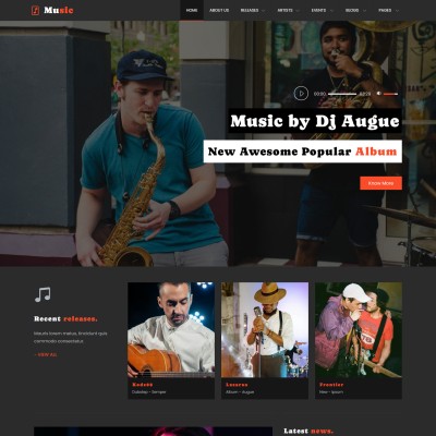 Responsive homepage design with streaming and tour info