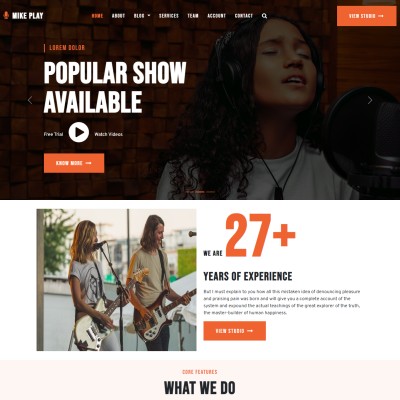 Music band website template html