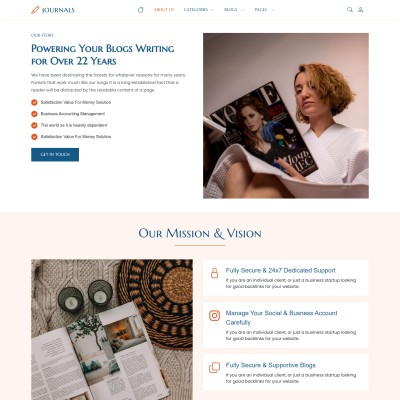 Clean about page design with bio and image