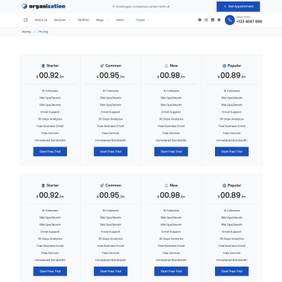 Project creation cost listing page preview