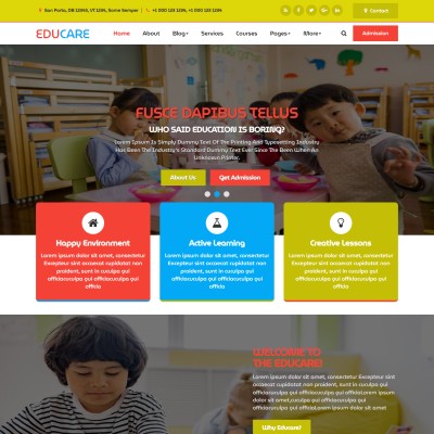 Template of education website home page