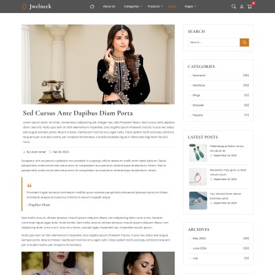 Responsive jewellery eCommerce blog details section featuring trends and design ideas