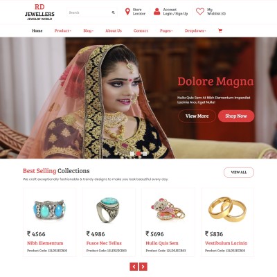 Jewelry eCommerce website template for jewellers