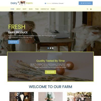 Milk products website home page