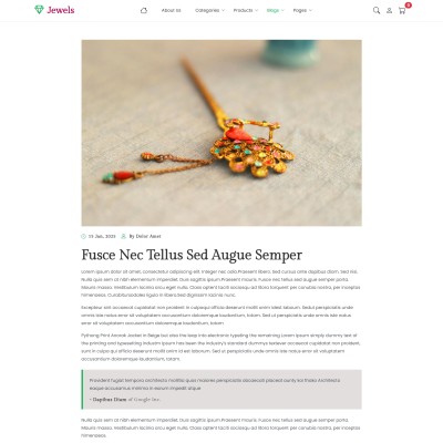 Responsive jewelry eCommerce blog post page showcasing design inspiration and buying tips