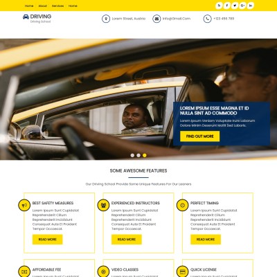 Driving school website template home