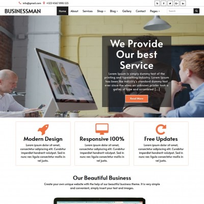 Entrepreneur website template home page preview
