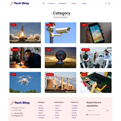 Programming tutorials category page with list of blog categories