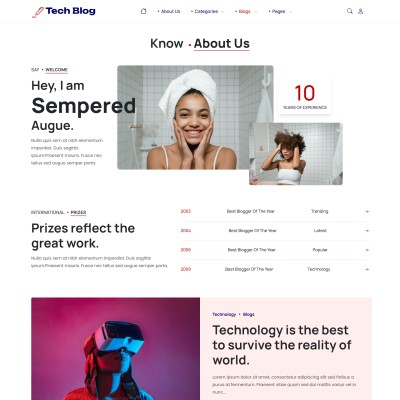 Minimal about us page design highlighting technical expertise and background