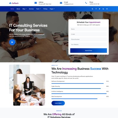 IT company portfolio website template home page