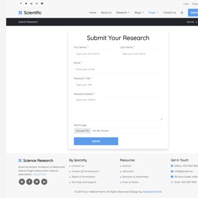 Html form for users to submit new scientific research