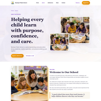 Modern about us page design for school and education HTML template