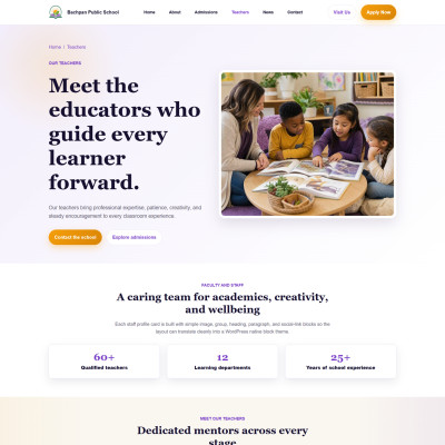 Teacher listing page design for modern school HTML template