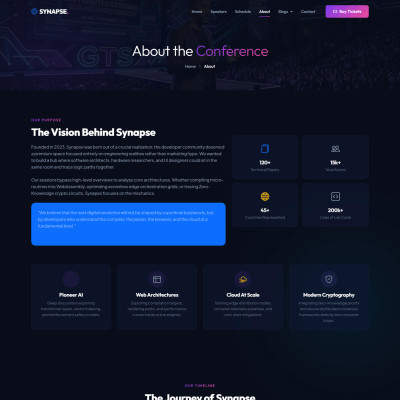 About page of the technology conference template
