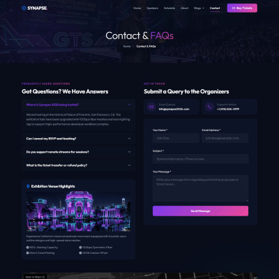 AI conference contact form and frequently asked questions