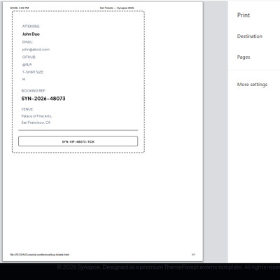 Print pass ticket screen