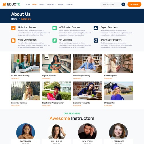 About education consultant bootstrap page