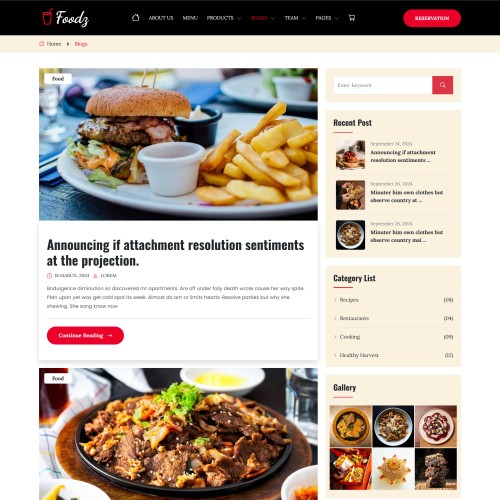 recipe website template html css