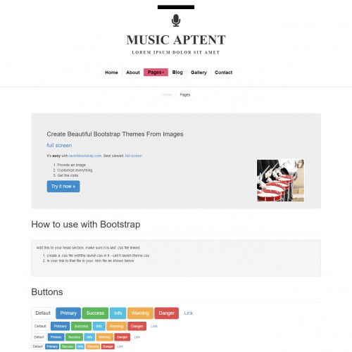 Music bootstrap page responsive elements