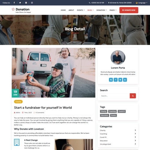 Charity template blog details bootstrap