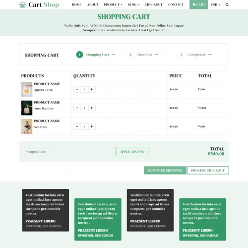 Selected products cart page design