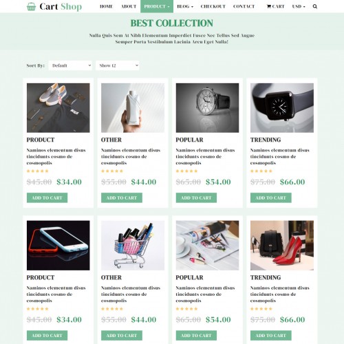 Bootstrap shopping cart template products listing