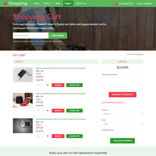 eCommerce html template cart page