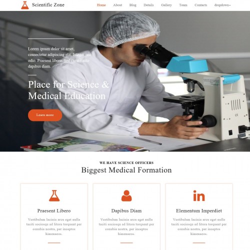 Science website template home page
