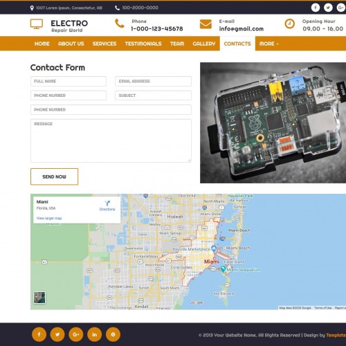 Electrical business contact page design