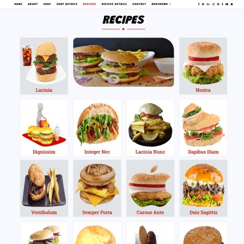 Food recipe blogs page responsive