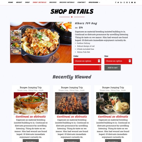 Food shop and ordering html in bootstrap