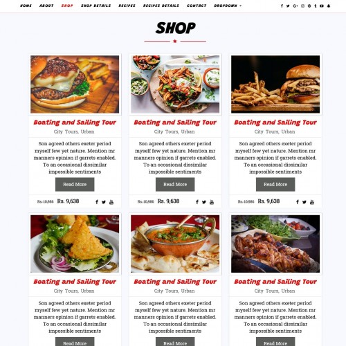 Online food listing html page