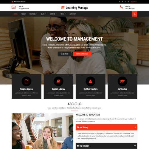 Learning management system website template html