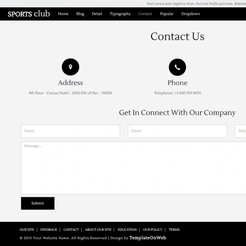 Sports responsive contact us page