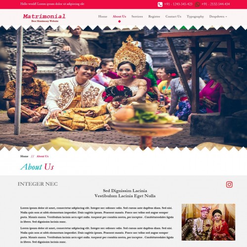 Wedding website template about us page