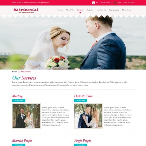 Indian matrimonial services html page responsive design