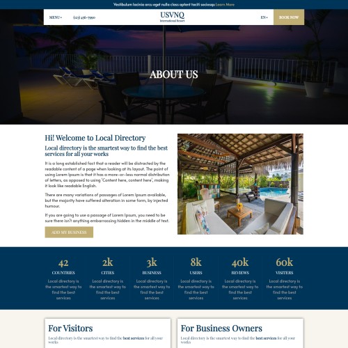 Resort booking website details page html