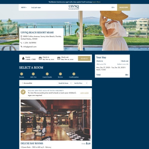 Resort room booking mobile friendly html