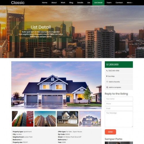 Property detail html for real estate website template free download