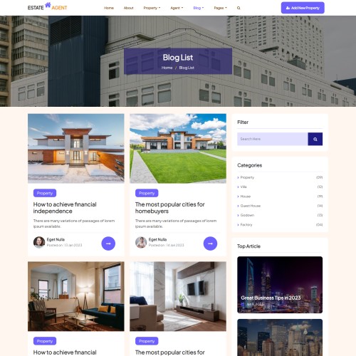 Realtor bootstrap blog page design