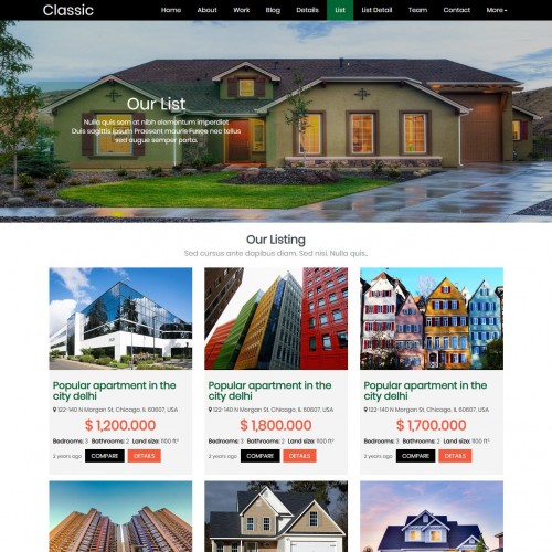 Responsive property list html template page