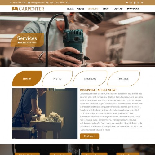 Wood work services html design bootstrap