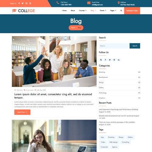Collage education blog html bootstrap5