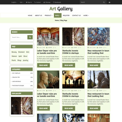 Art gallery blog design