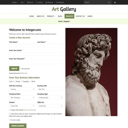 Responsive museum clients registration page