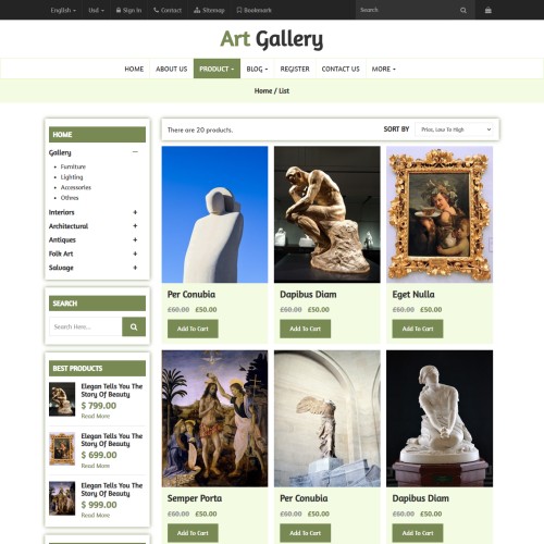 Museum product list bootstrap
