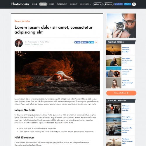 Photography article responsive html